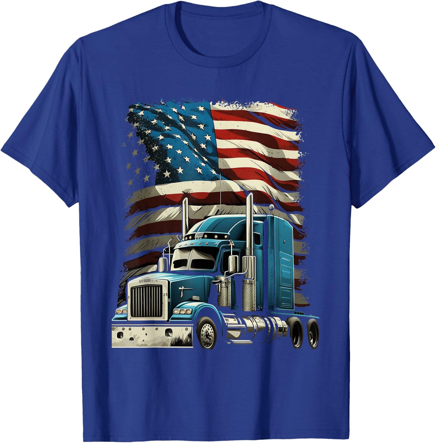 Trucker US-amerikanische Flagge für patriotischen LKW-Fahrer T-Shirt - T-Shirt | Royal