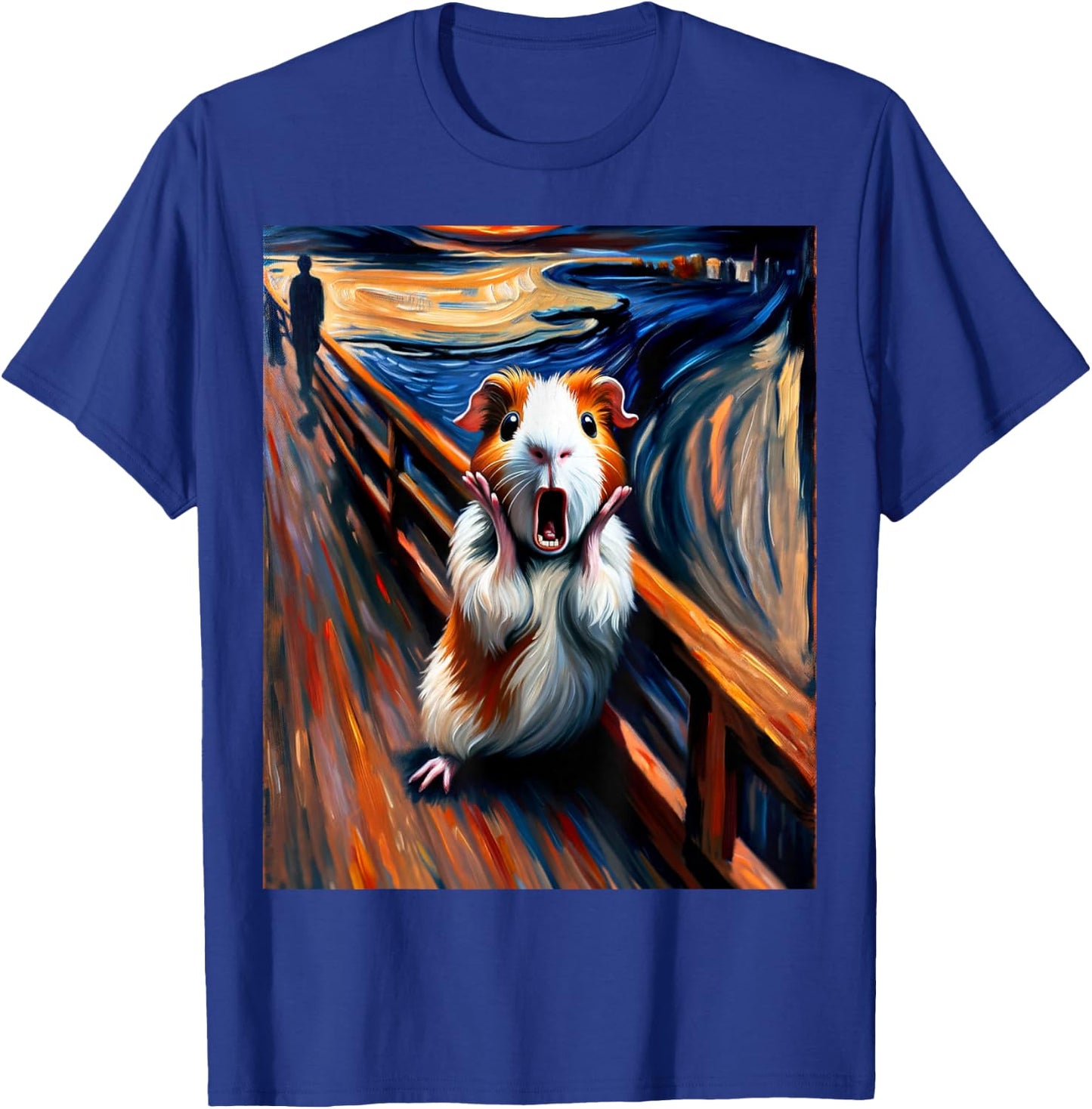 Expressionist Scream Parody Funny Painting Art Guinea Pig T-Shirt - T-Shirt | Royal
