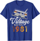 Vintage 1981 Cassette Pencil 45th Birthday T-Shirt - T-Shirt | Royal