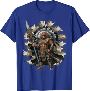 Aztec Warrior Mayan Indigenous Mexican Aztec Jaguar T-Shirt - T-Shirt | Royal