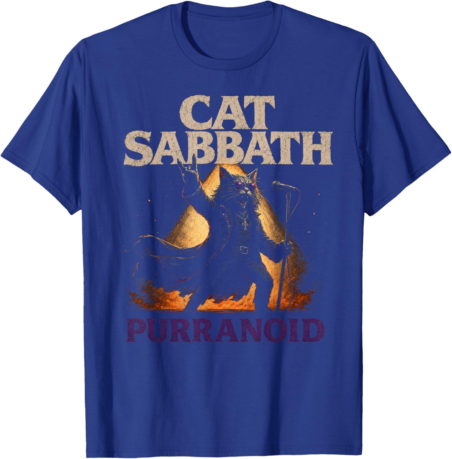 Cat Sabbath Purranoid – Funny Rock Cat T-Shirt - T-Shirt | Royal