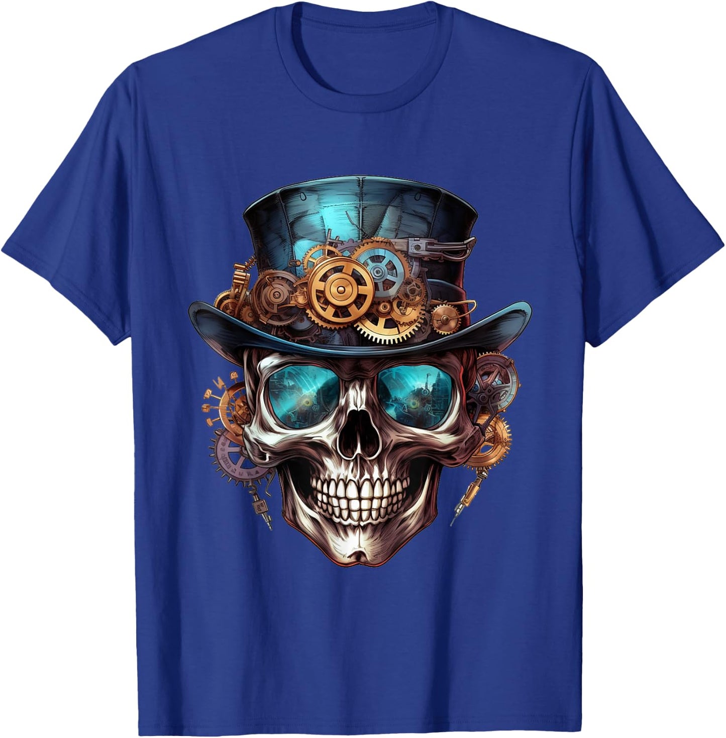Steampunk Totenkopf Hut Zylinder Mechanik Zahnrad Cyborg T-Shirt - T-Shirt | Royal