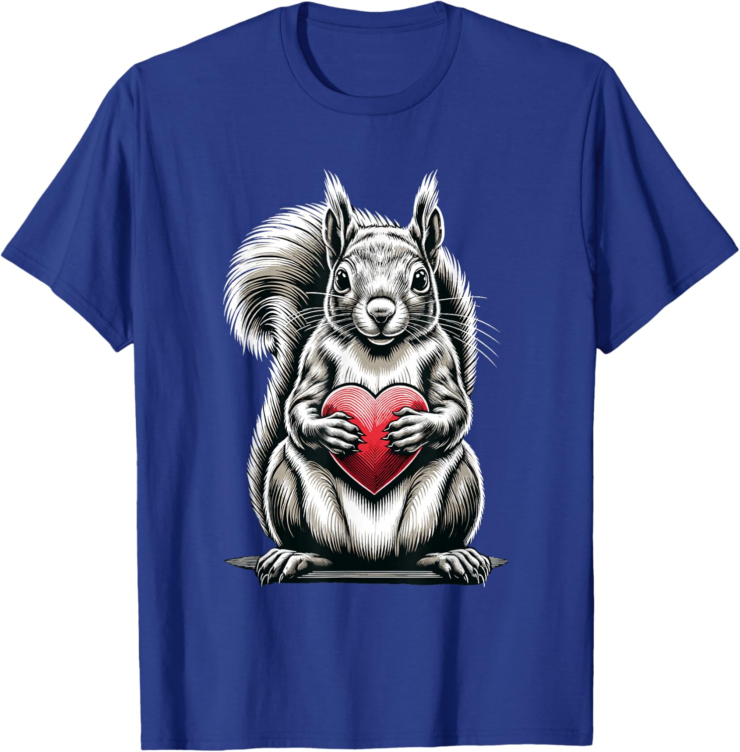 Squirrel Holding Heart Valentine's Day Cute Valentine T-Shirt - T-Shirt | Royal