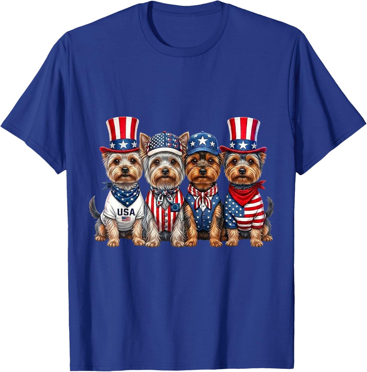 Yorkshire Terrier 4th of July Patriotic Funny Men Women Kids T-Shirt - T-Shirt | Royal