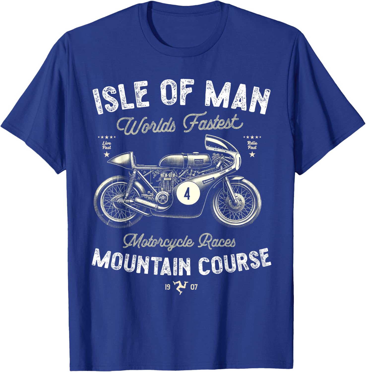 Retro Isle of Man TT Races Vintage Motorcycle Race T-Shirt - T-Shirt | Royal