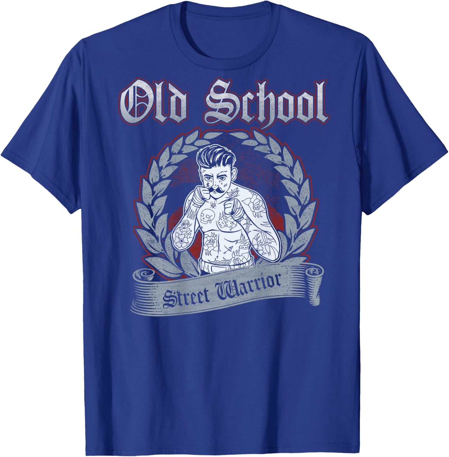 Hooligan Ultras "Old School Street Warrior" Boxerback Print , black T-Shirt - T-Shirt | Royal