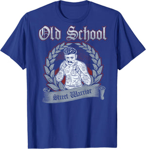 Hooligan Ultras "Old School Street Warrior" Boxerback Print , black T-Shirt - T-Shirt | Royal