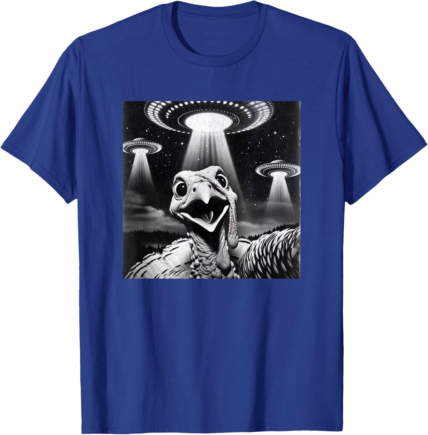 Invasion Funny Thanksgiving Meme Alien Turkey UFO Selfie T-Shirt - T-Shirt | Royal