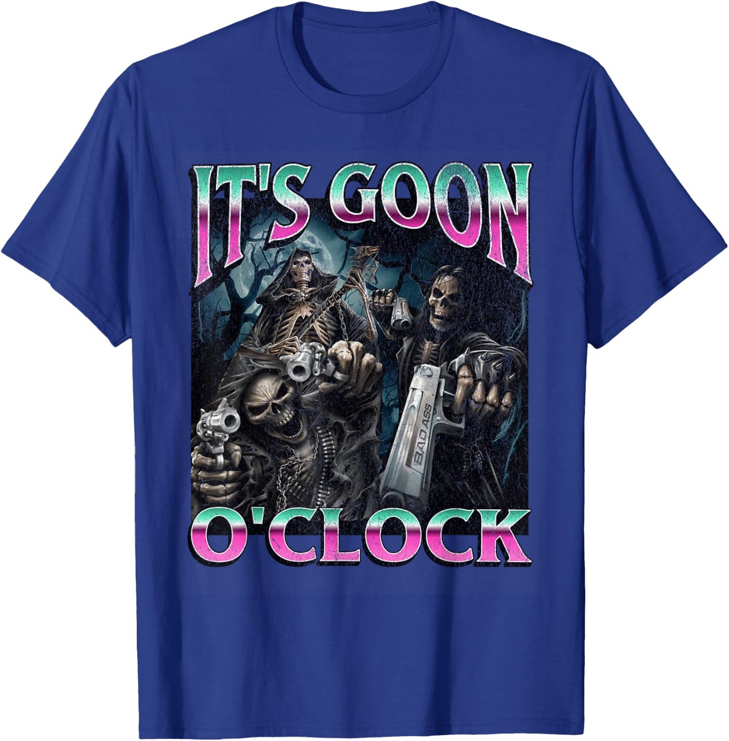 Gooning O'Clock Meme Skeleton Funny T-Shirt - T-Shirt | Royal
