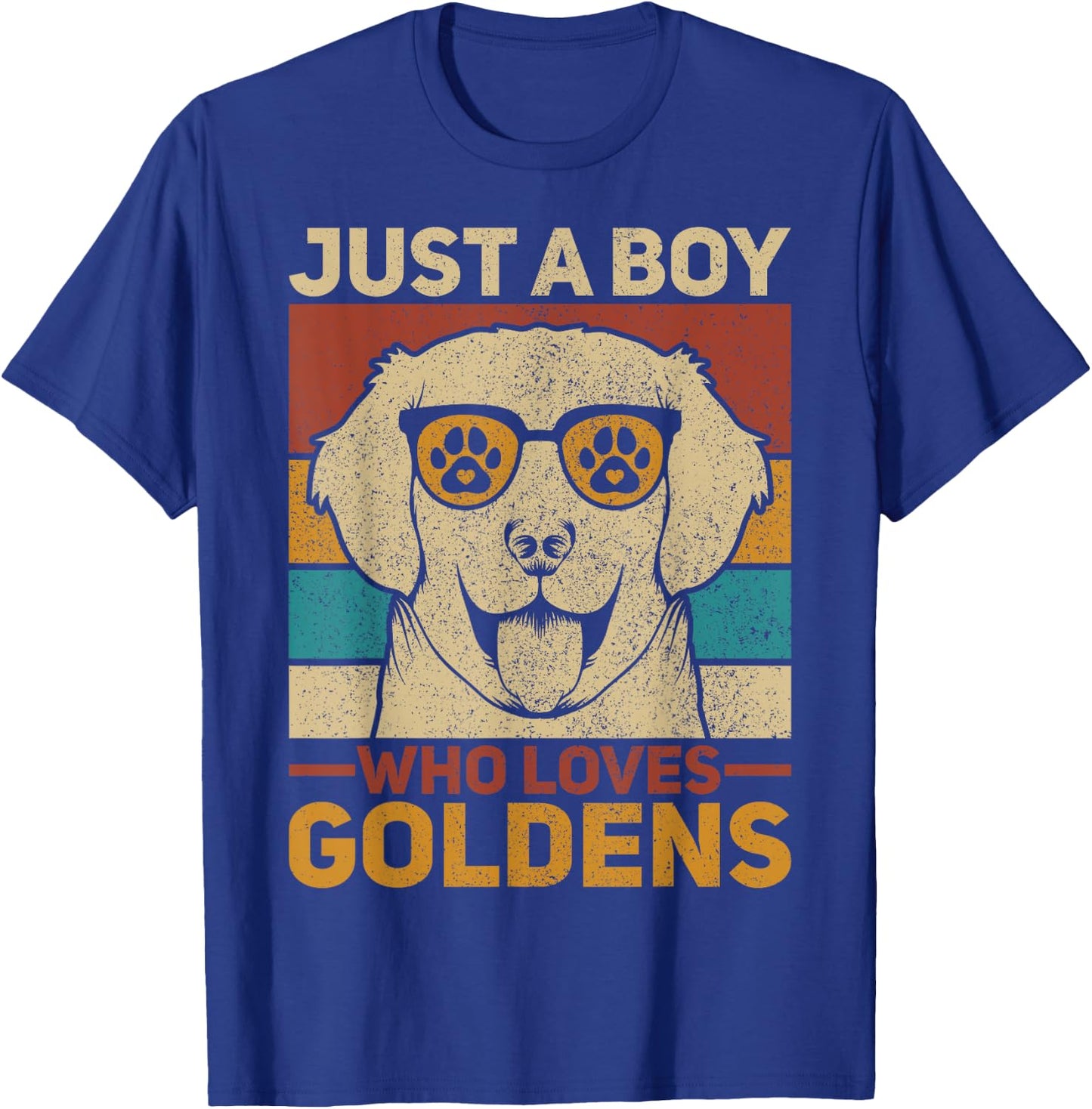 Just A Boy Who Loves Goldens Dog Lover Pet Golden Retriever T-Shirt - T-Shirt | Royal