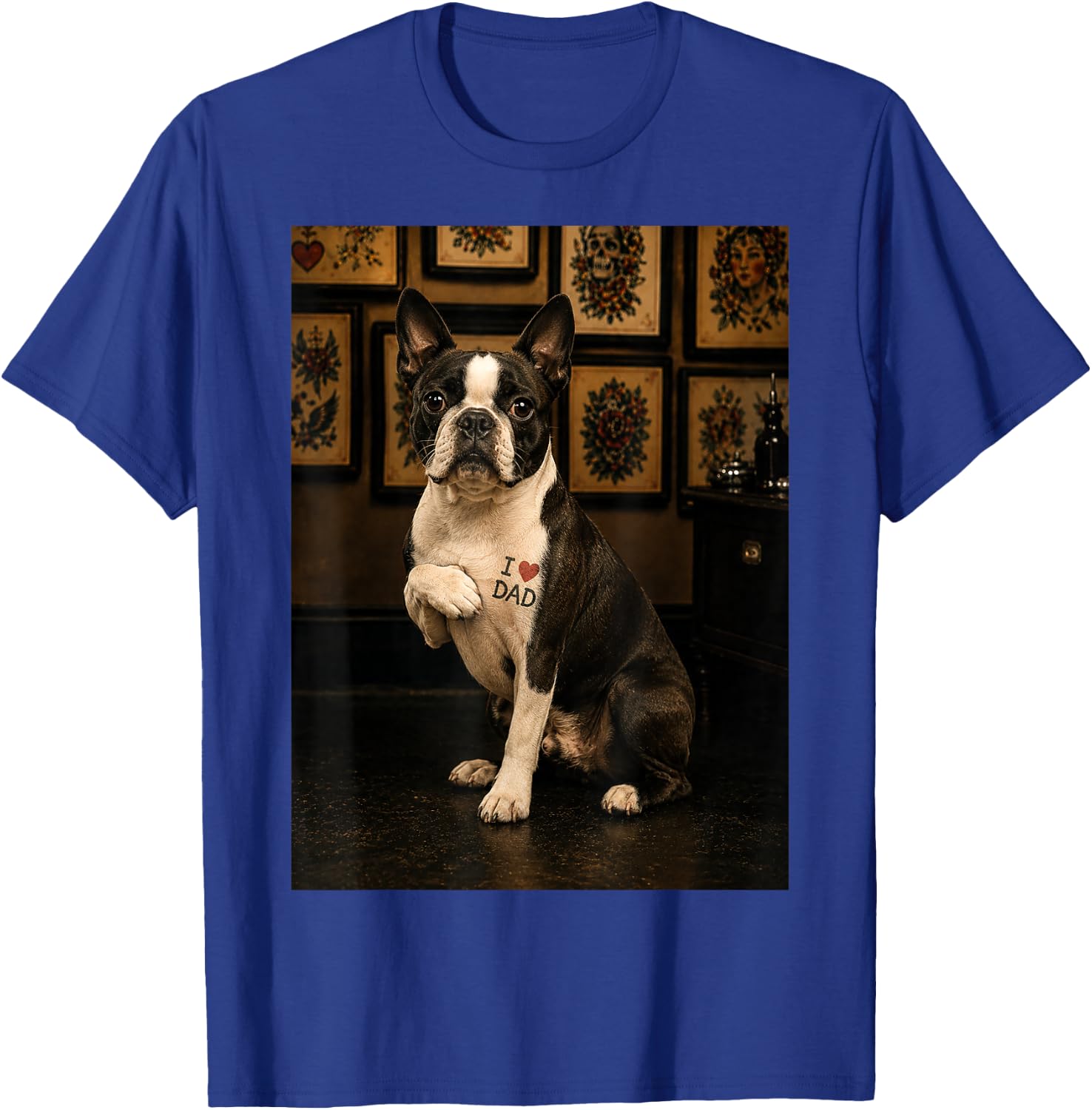 Boston Terrier Dog Dad T-Shirt - T-Shirt | Royal