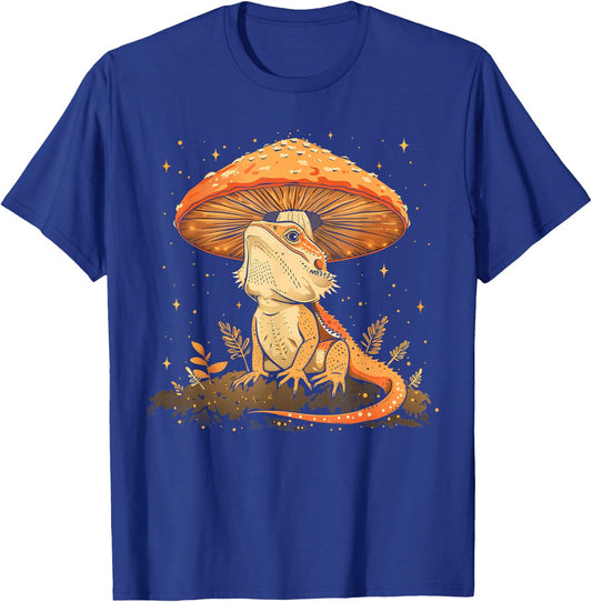 Cottagecore Aesthetic Bearded Dragon Lizard Mushroom Witchy T-Shirt - T-Shirt | Royal