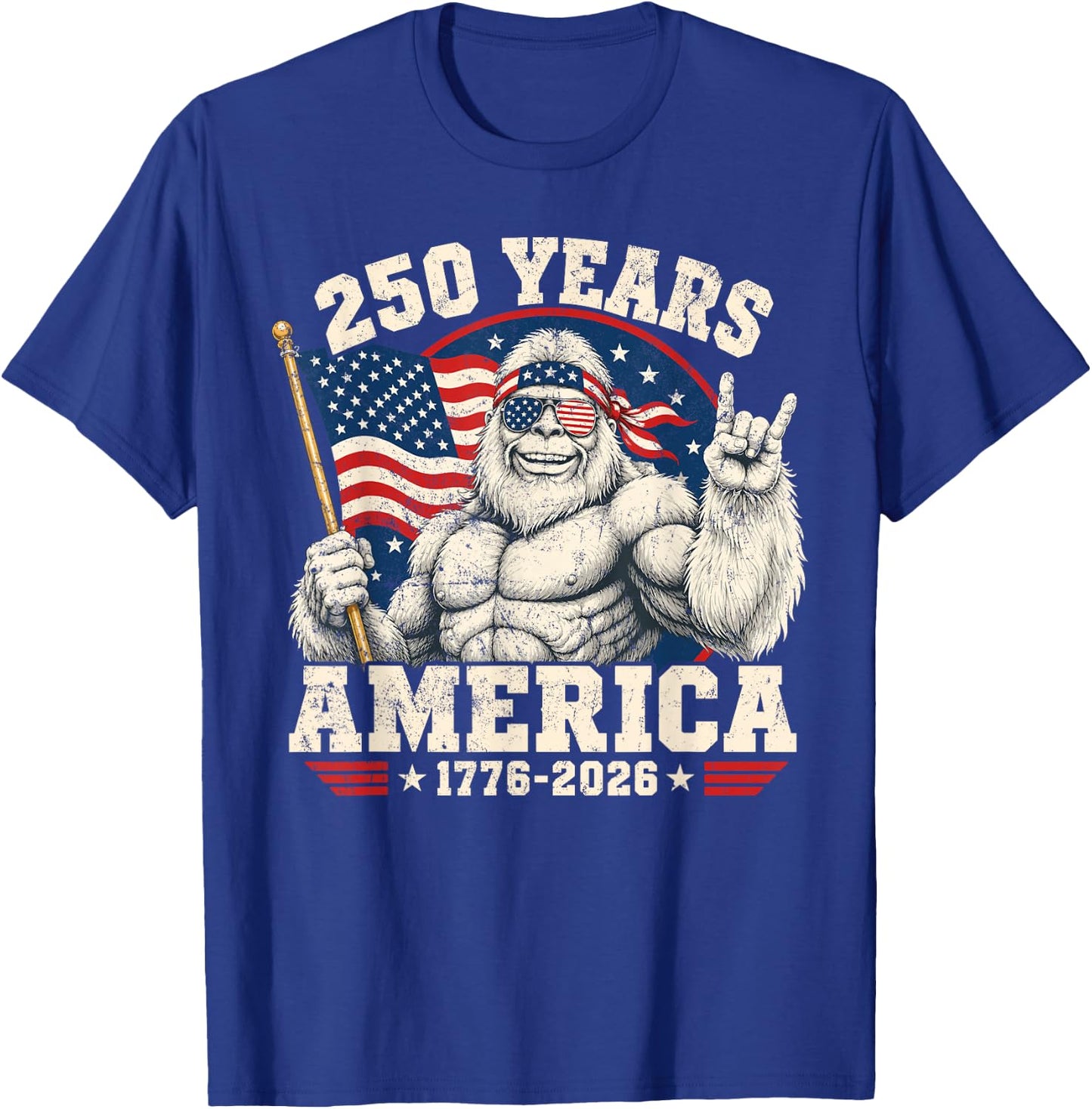 250 Years American Anniversary Bigfoot USA 250th Birthday T-Shirt - T-Shirt | Royal