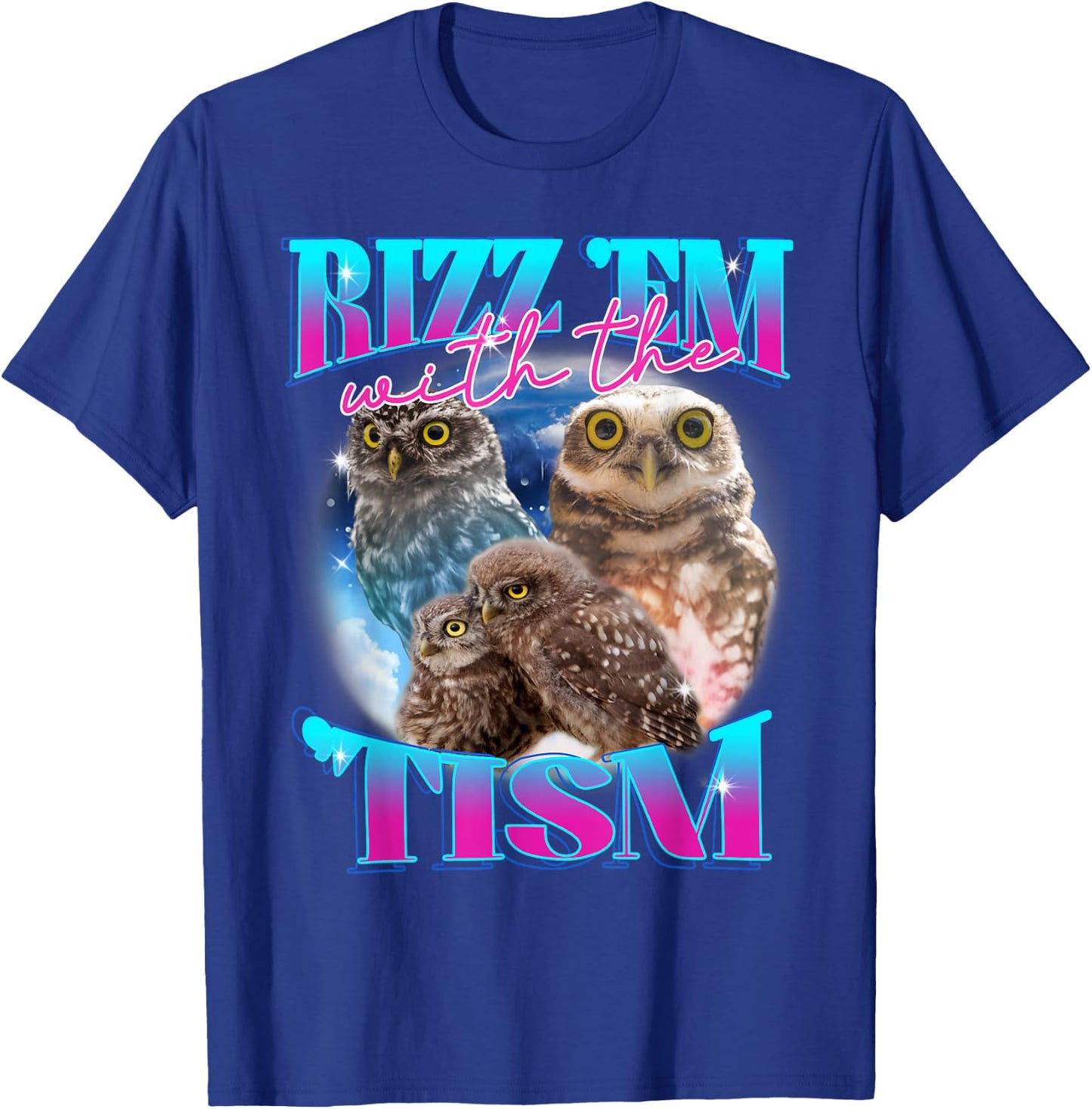 Rizz 'em With The 'tism Autism Awareness Puzzle Funny Owl T-Shirt - T-Shirt | Royal