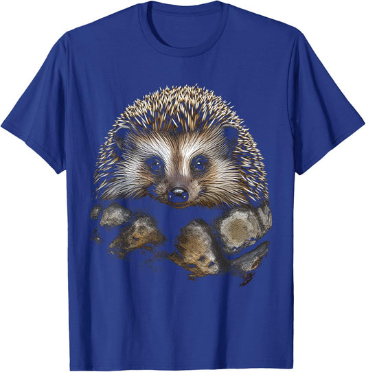 Hedgehog Animal Art Graphic Hedgehog , Black, S T-Shirt - T-Shirt | Royal