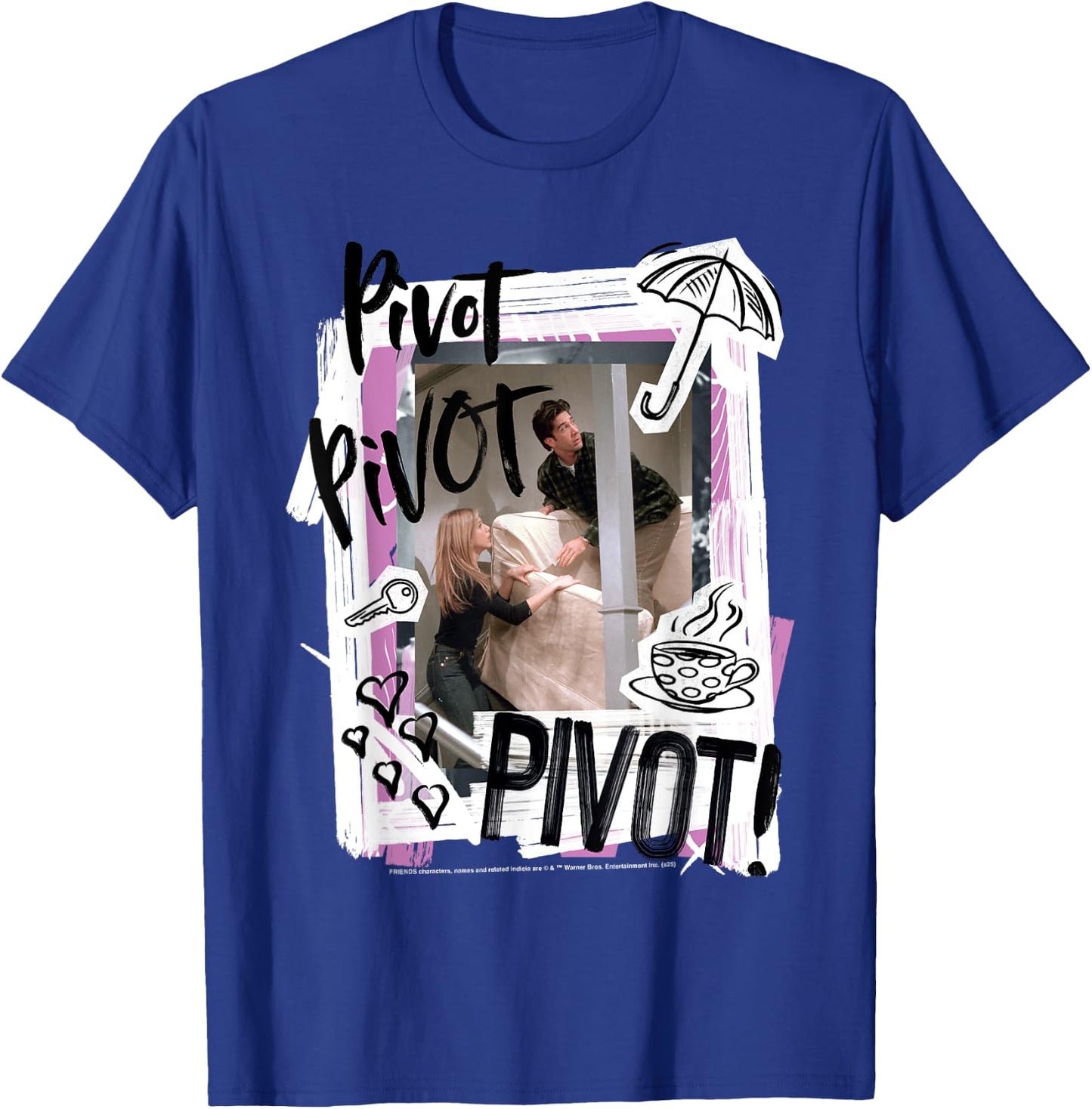 Friends Pivot Pivot Sofa Scene Ross , Blue, S T-Shirt - T-Shirt | Royal