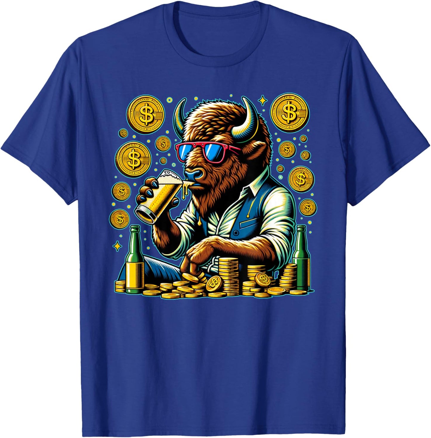 Lucky Buffalo Casino Slot Machine BUFFALOOOOO Gambling T-Shirt - T-Shirt | Royal