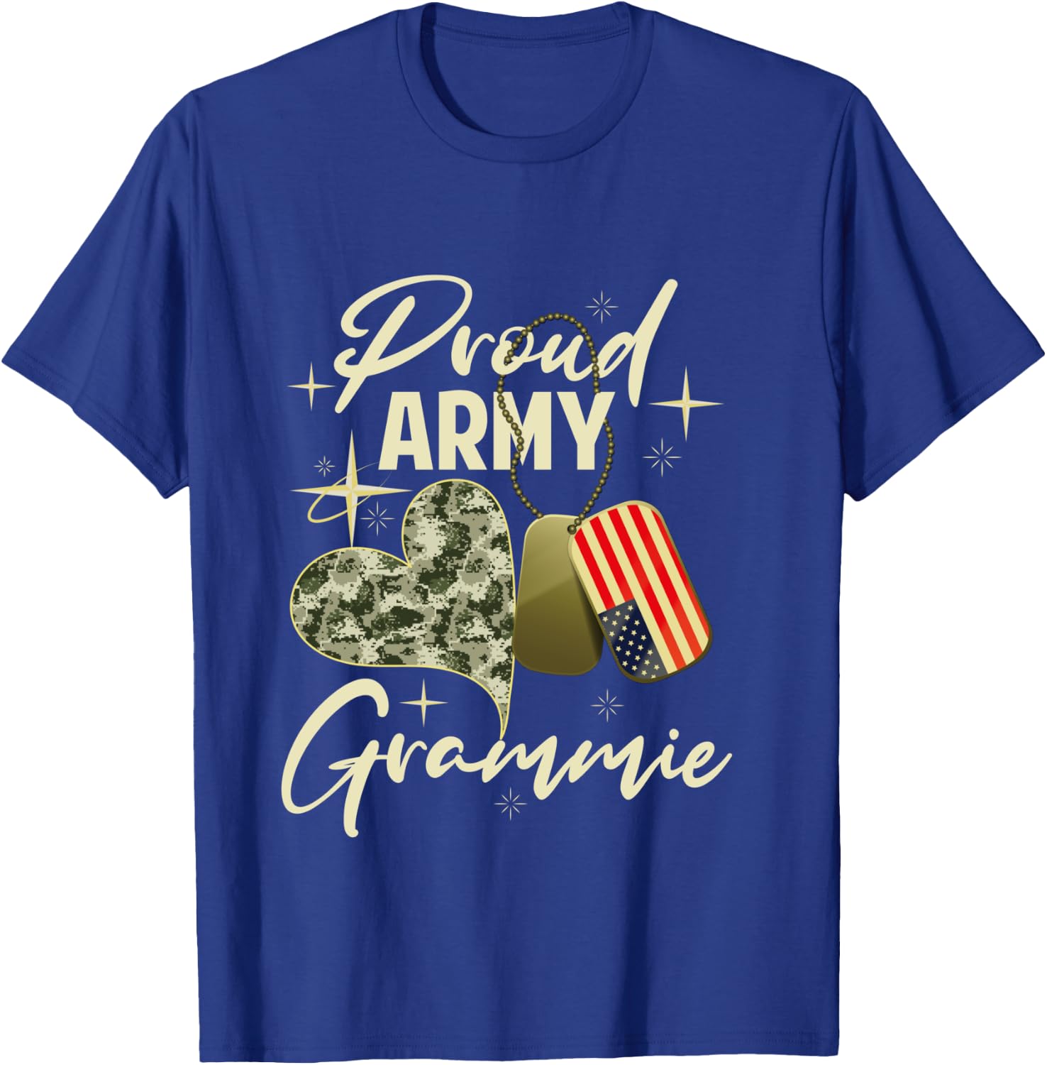 Proud Army Grammie Camouflage Mother's Day Dog Tag US Flag T-Shirt - T-Shirt | Royal