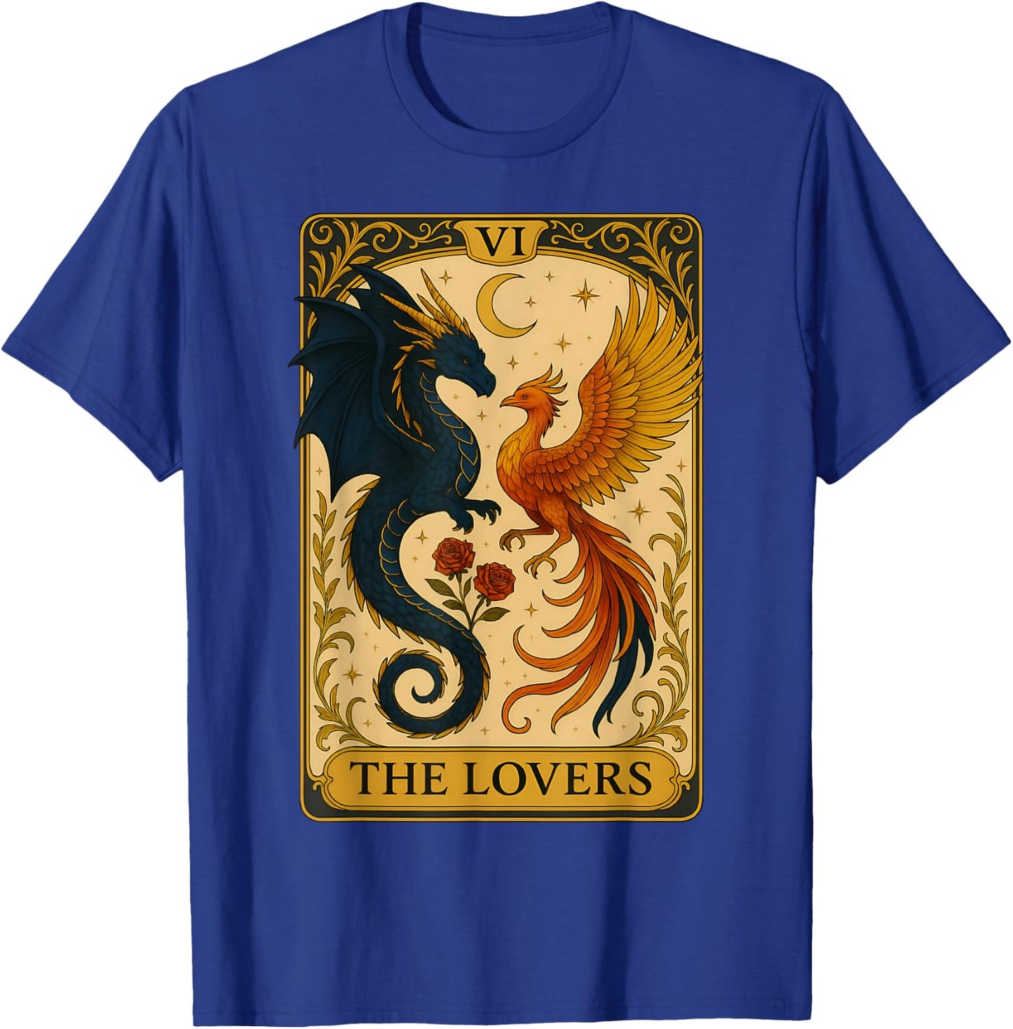 The Lovers Vintage Tarot Card Phoenix Dragon Fantasy Lover T-Shirt - T-Shirt | Royal