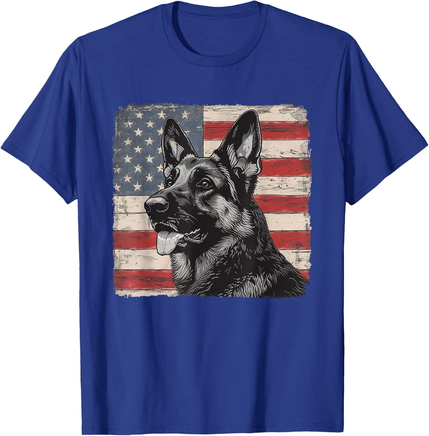 Patriotic German Shepherd Dog Shirt Fourth of July Women Men T-Shirt - T-Shirt | Royal