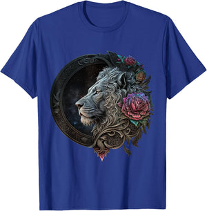 Lion Mandala Flowers Art Space Animal Zoo Lion T-Shirt - T-Shirt | Royal