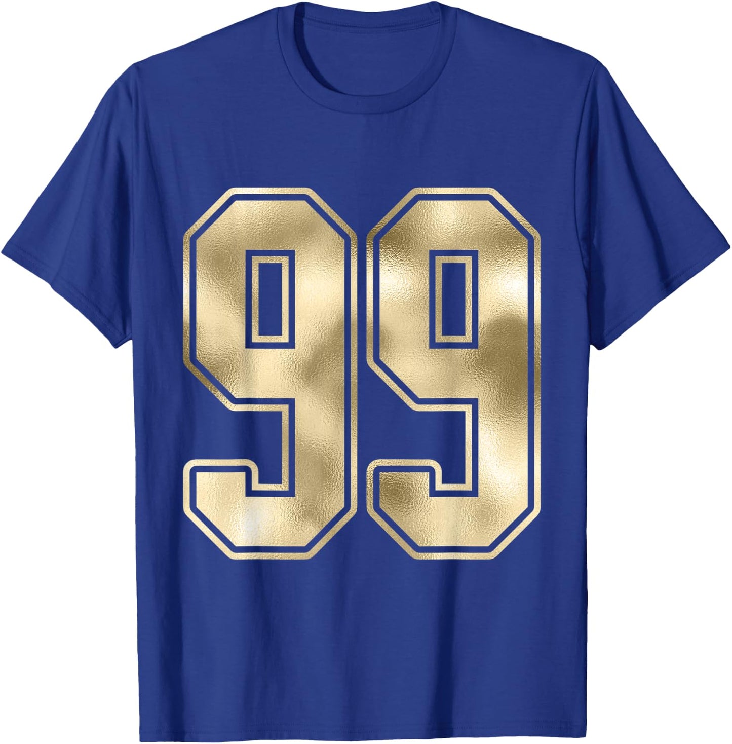 #99 Gold Outline Number 99 Sports Fan Jersey Style T-Shirt - T-Shirt | Royal