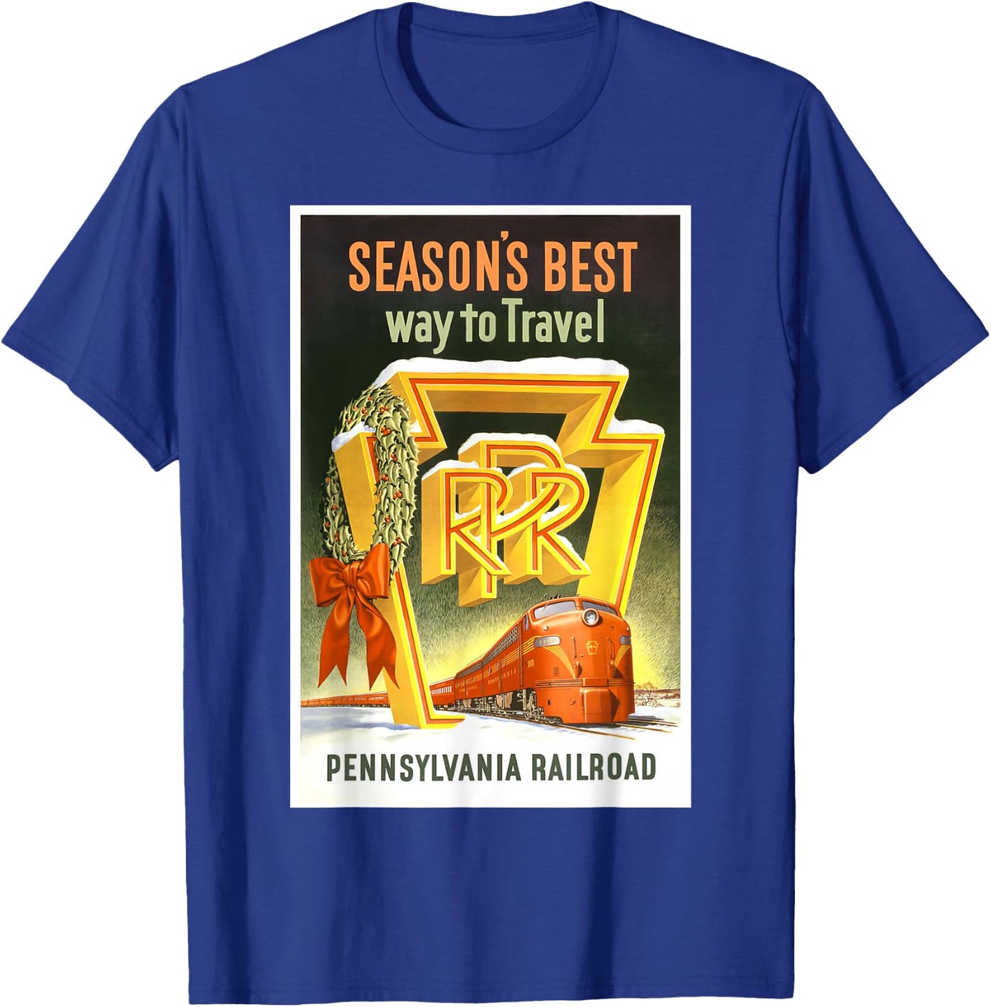 Pennsylvania PA Railroad Christmas Vintage Travel Shirt T-Shirt - T-Shirt | Royal