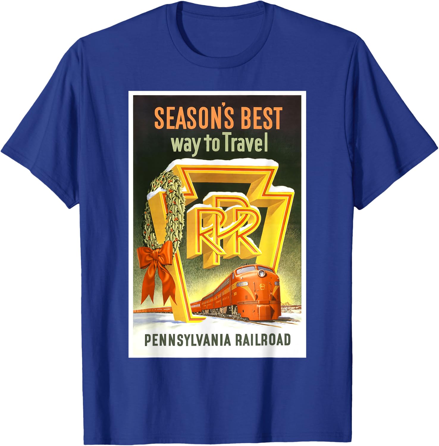 Pennsylvania PA Railroad Christmas Vintage Travel Shirt T-Shirt - T-Shirt | Royal