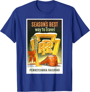 Pennsylvania PA Railroad Christmas Vintage Travel Shirt T-Shirt - T-Shirt | Royal
