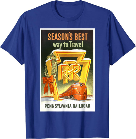 Pennsylvania PA Railroad Christmas Vintage Travel Shirt T-Shirt - T-Shirt | Royal
