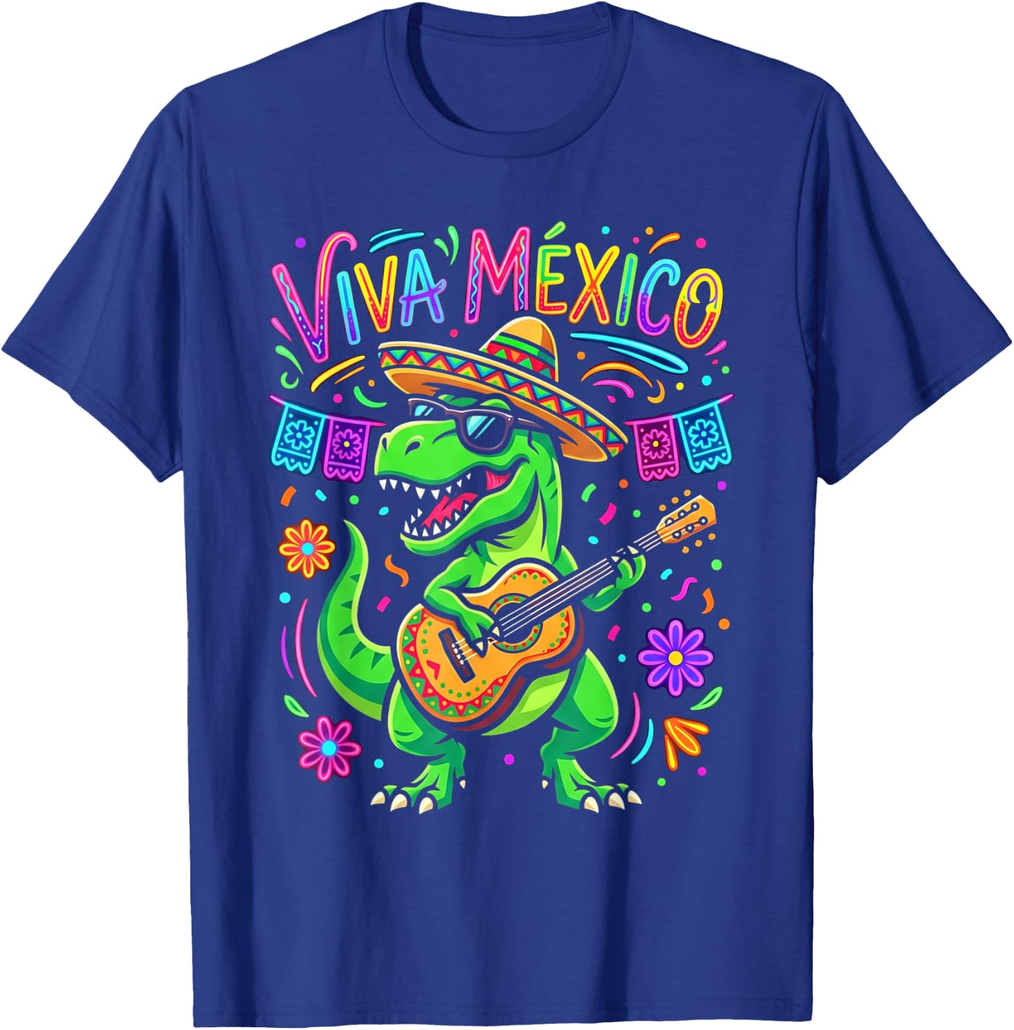 Viva Mexico Boy Dinosaur Mexican Independence Day Kids T-Shirt - T-Shirt | Royal