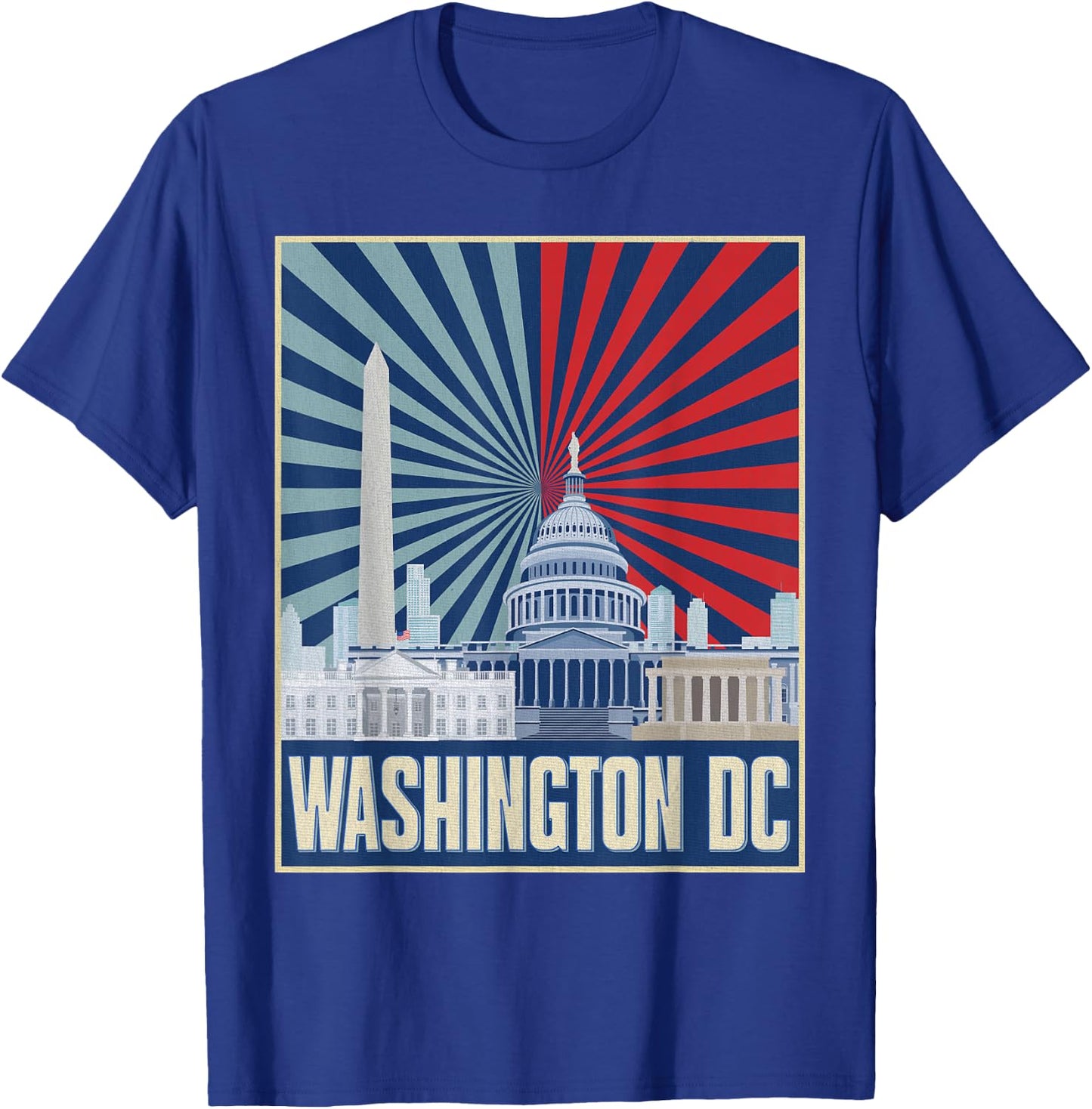 Retro Capitol Hill Washington DC American Flag 4th Of July T-Shirt - T-Shirt | Royal