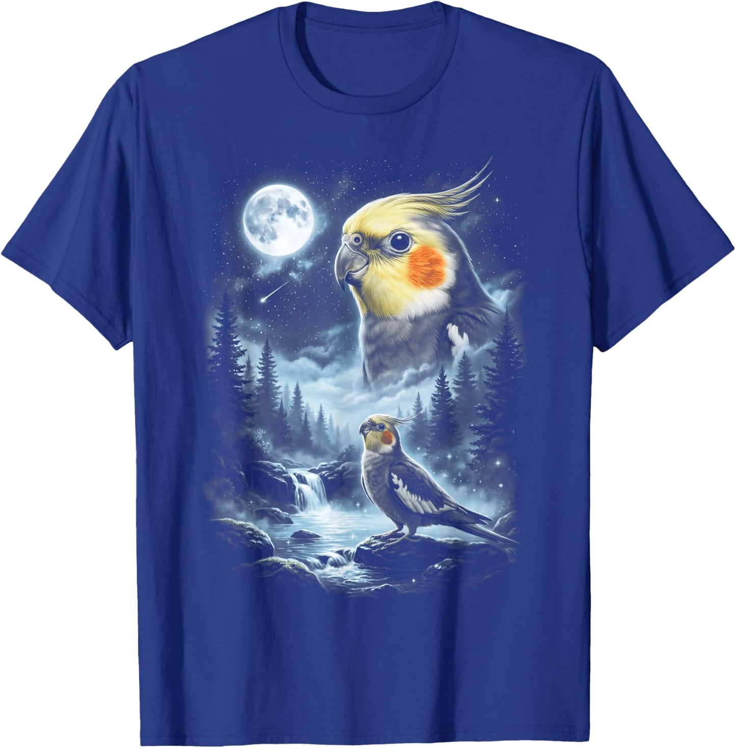 Cockatiel Howling at Moon 90's Retro Parrot T-Shirt - T-Shirt | Royal
