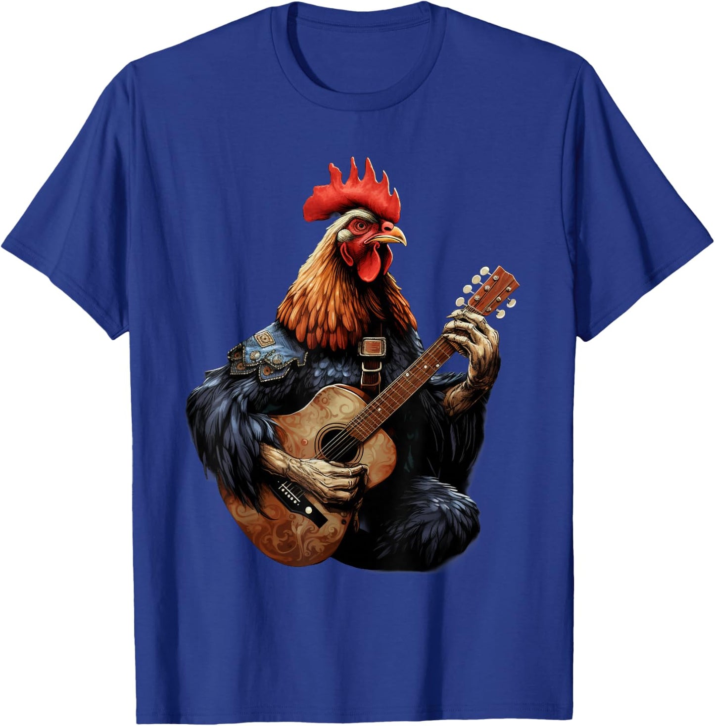 Cute Chicken Playing Guitar Chickens Musician Music T-Shirt - T-Shirt | Royal