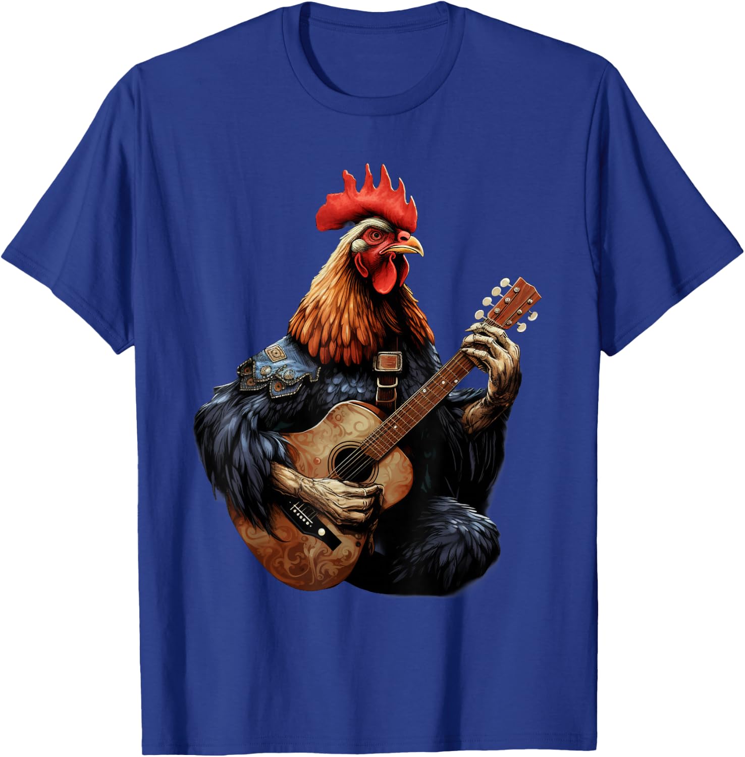 Cute Chicken Playing Guitar Chickens Musician Music T-Shirt - T-Shirt | Royal