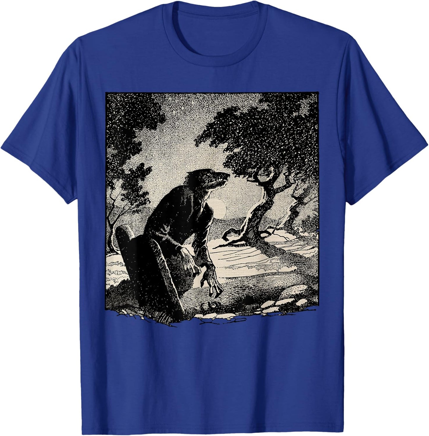 Cemetery Halloween Monster Vintage Horror Movie Werewolf T-Shirt - T-Shirt | Royal