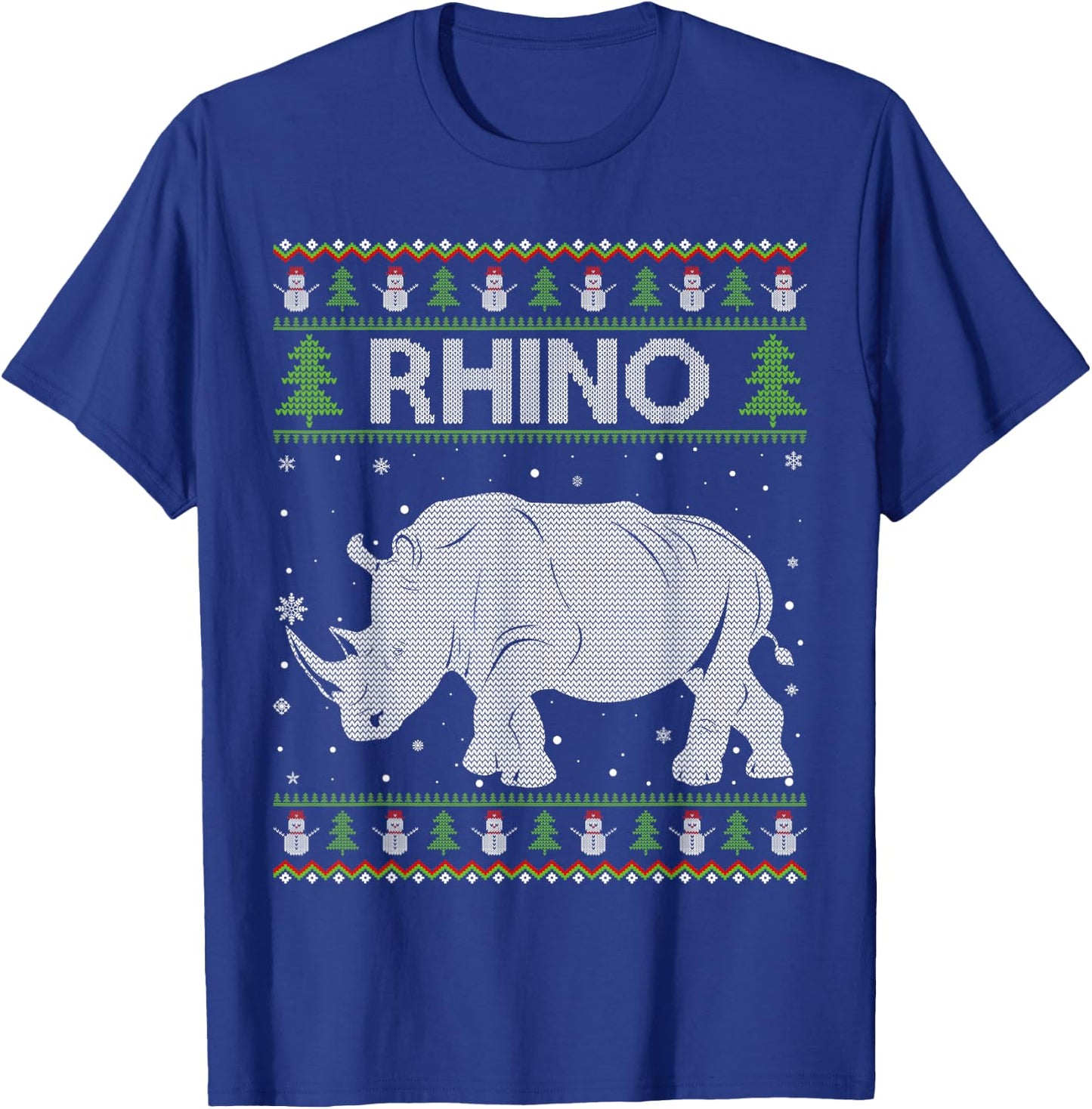 Rhino Santa Hat Funny Ugly Christmas Sweaters Pajamas T-Shirt - T-Shirt | Royal