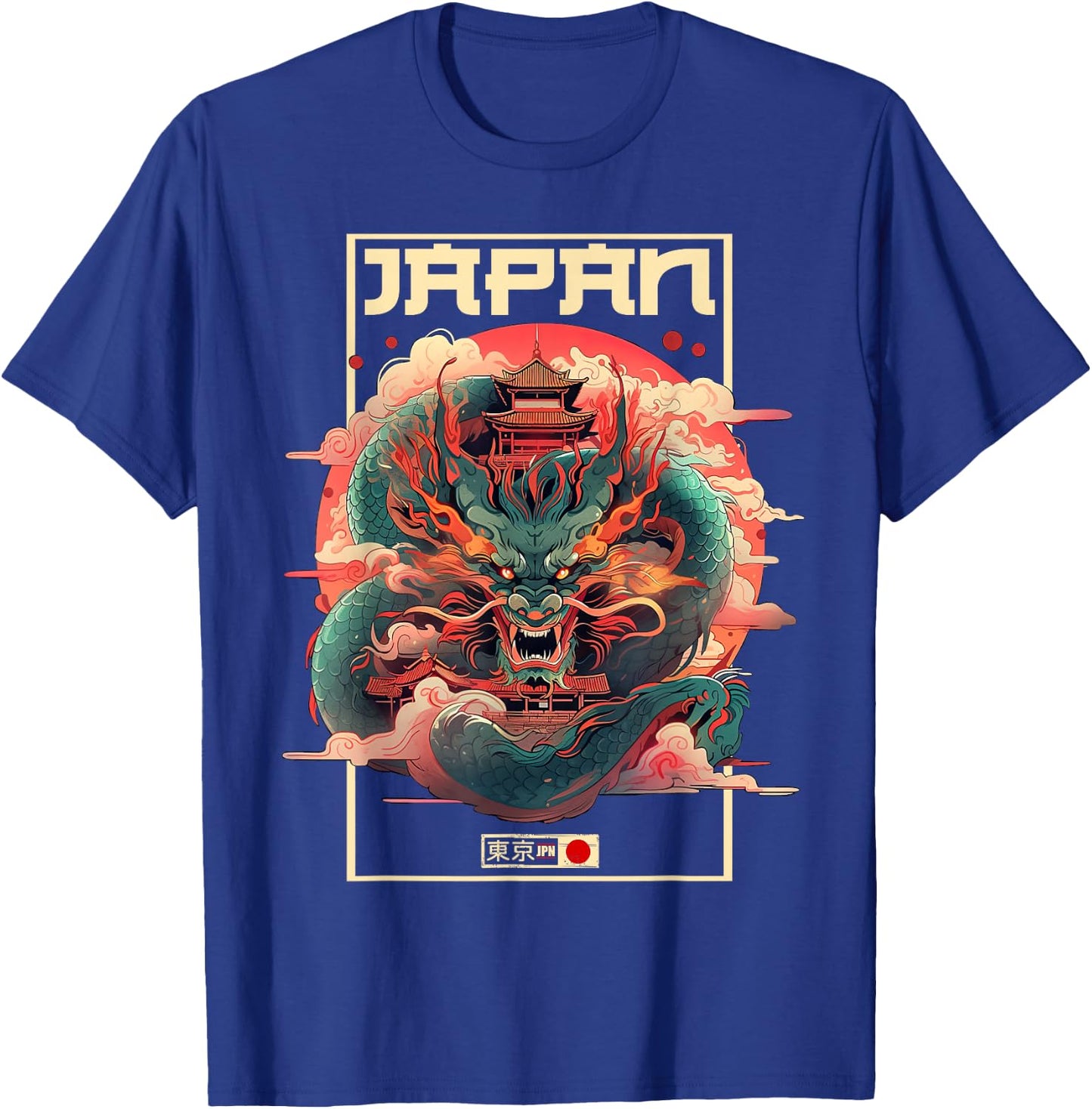 Tokyo inspired vintage style 80s retro Japanese Asian Dragon T-Shirt - T-Shirt | Royal