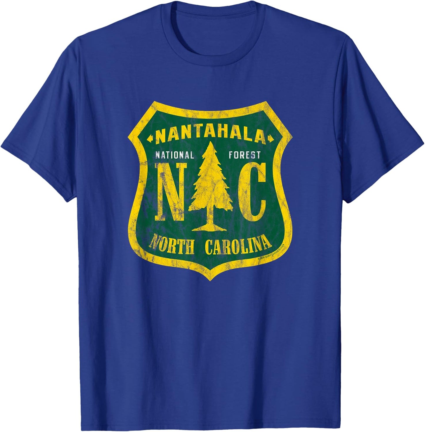 Nantahala National Forest North Carolina Shield Vintage Look T-Shirt - T-Shirt | Royal
