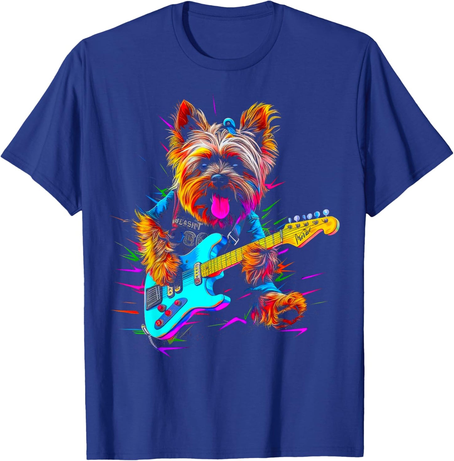 Yorkie Dog Yorkshire Terrier Guitarist T-Shirt - T-Shirt | Royal