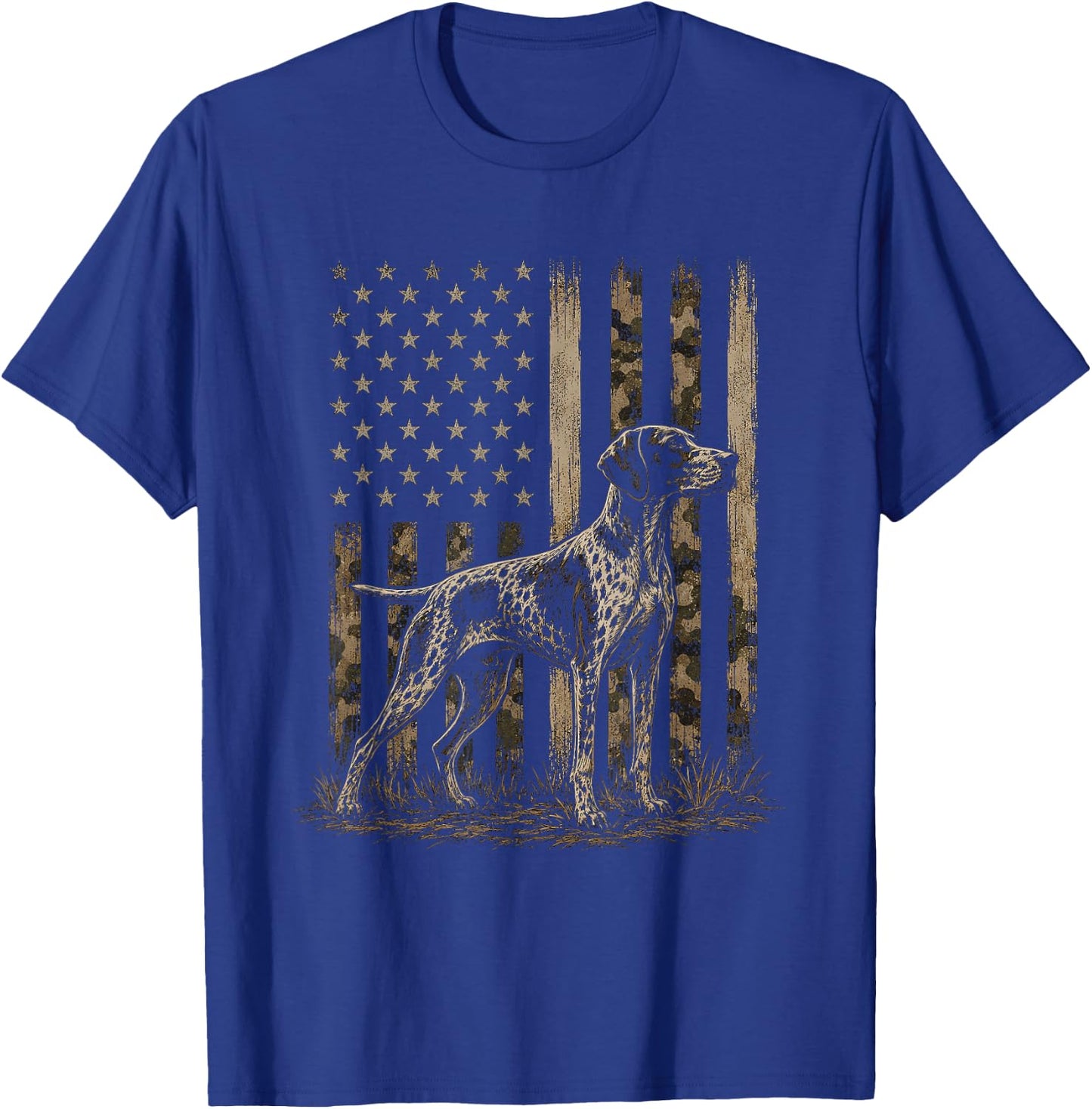Camo American Flag German Shorthaired Pointer GSP Design T-Shirt - T-Shirt | Royal