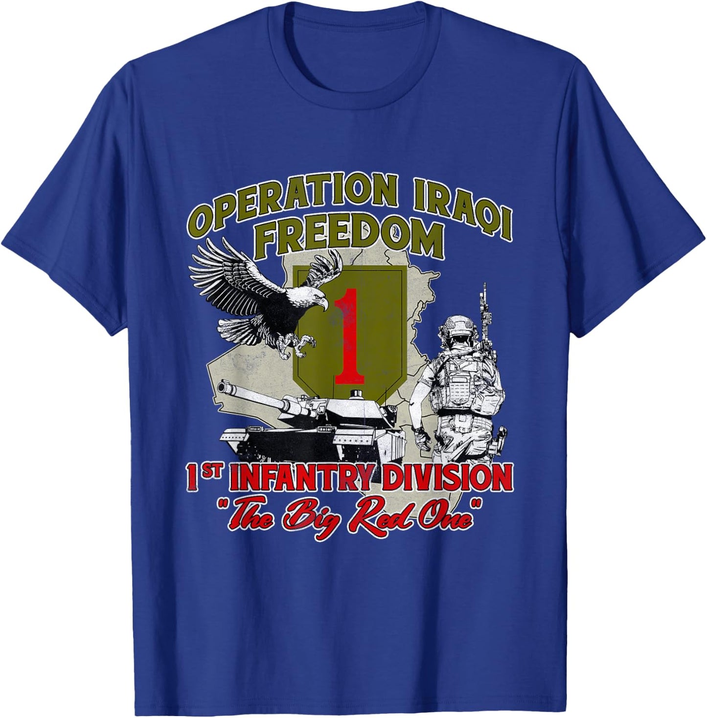 1st Infantry Division - Operation Iraqi Freedom OIF Veteran -Adults Black Small Modern Casual T-Shirt - T-Shirt | Royal