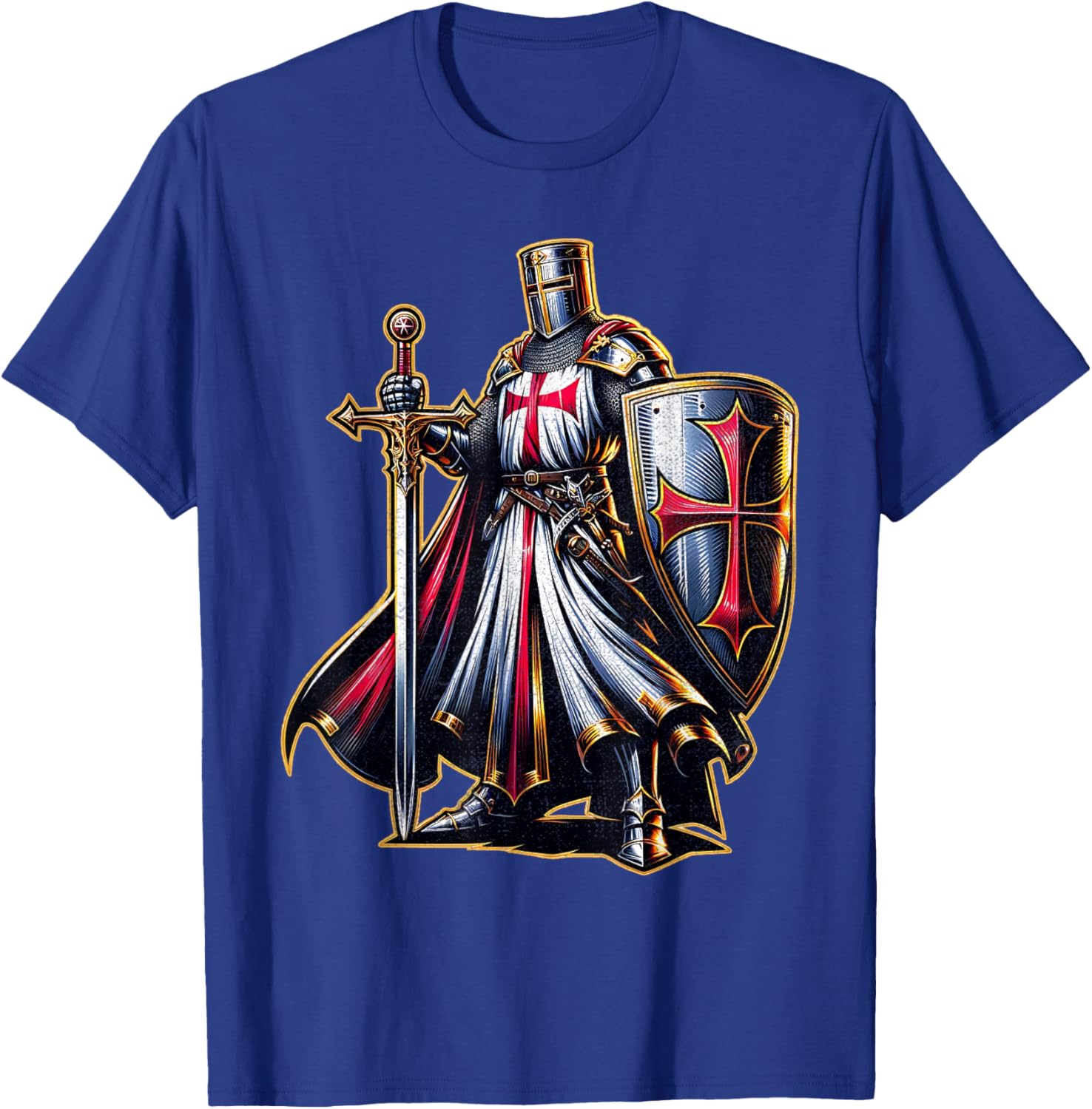 A Warrior of Christ Knights Templar Cross Aged Man , Black, S T-Shirt - T-Shirt | Royal