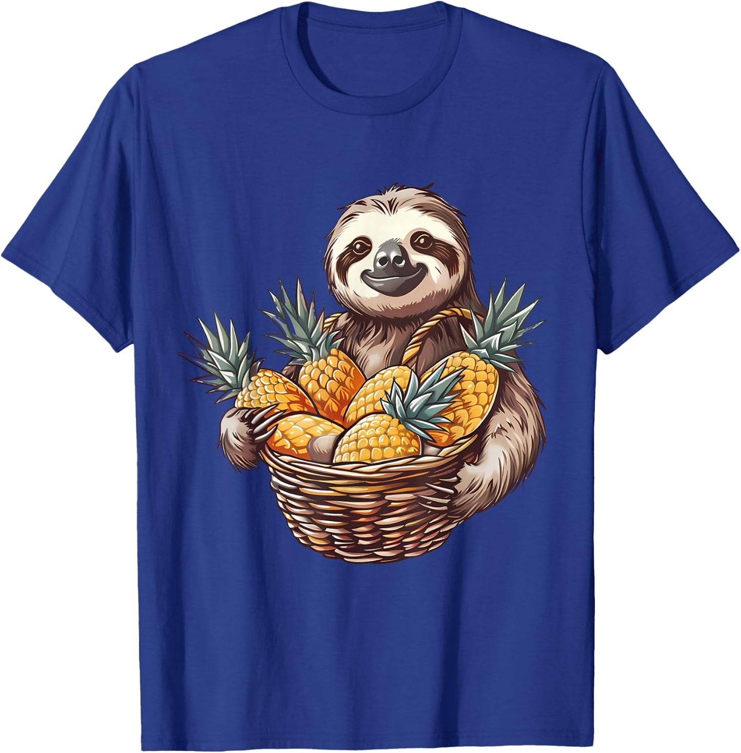 Pineapple Sloth Pineapples Fruit Drawing Motif Wildlife T-Shirt - T-Shirt | Royal