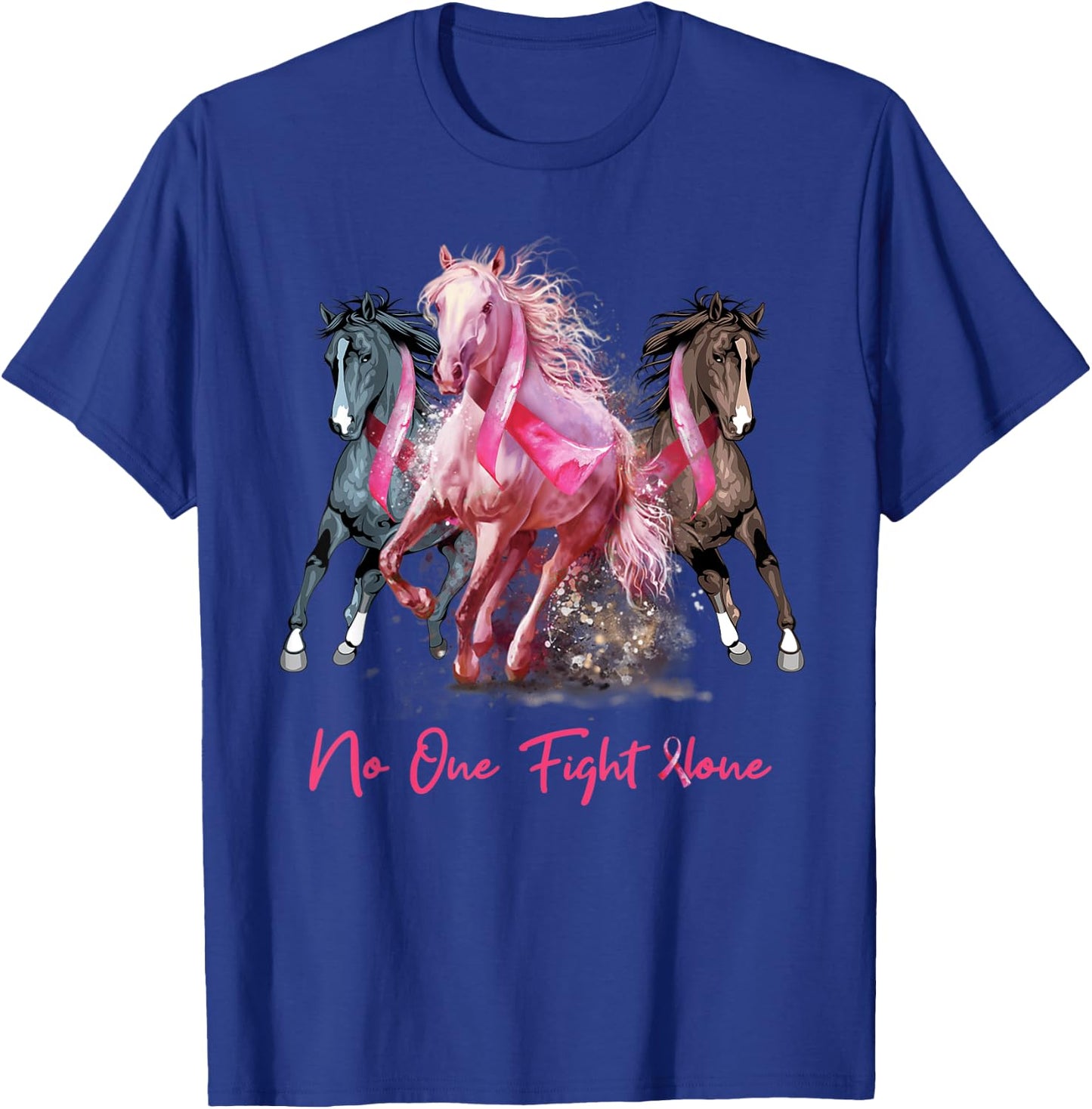 Horse With Breast Cancer Awareness T-Shirt - T-Shirt | Royal