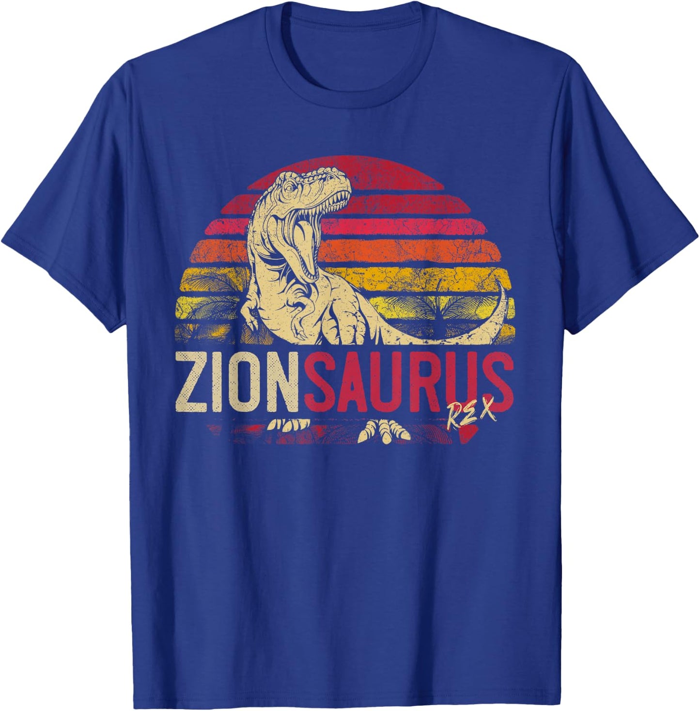 ZionSaurus Birthday Funny Personalized Dinosaur T Rex Name T-Shirt - T-Shirt | Royal