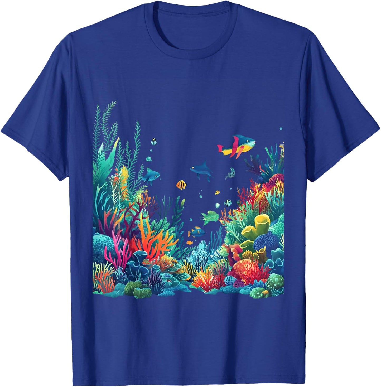 Vibrant Coral Reef Marine Life Scene T-Shirt - T-Shirt | Royal