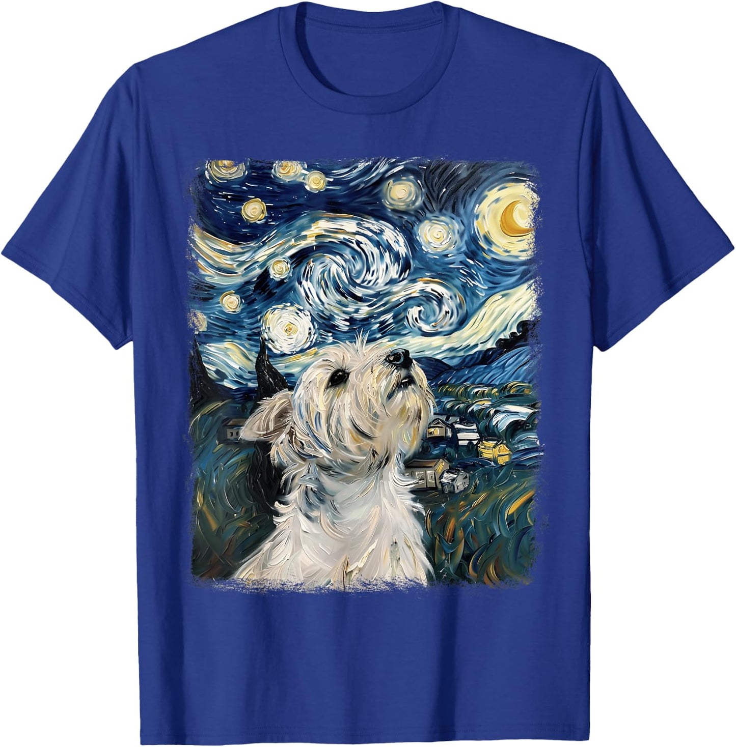 West Highland Terrier Dog Starry Night Painting T-Shirt - T-Shirt | Royal