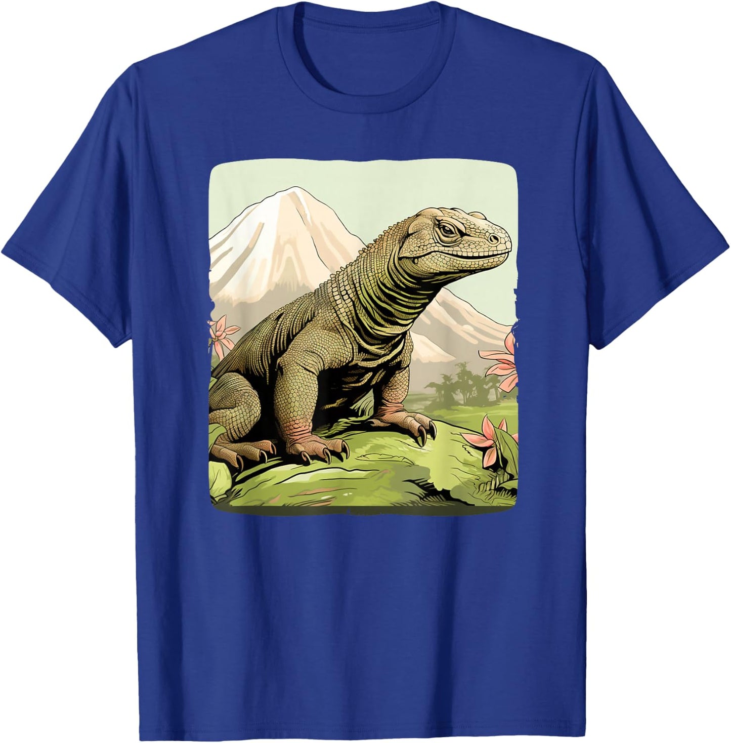 Cool Komodo Dragon Outfit with Mountains for Dragon Animals , black T-Shirt - T-Shirt | Royal