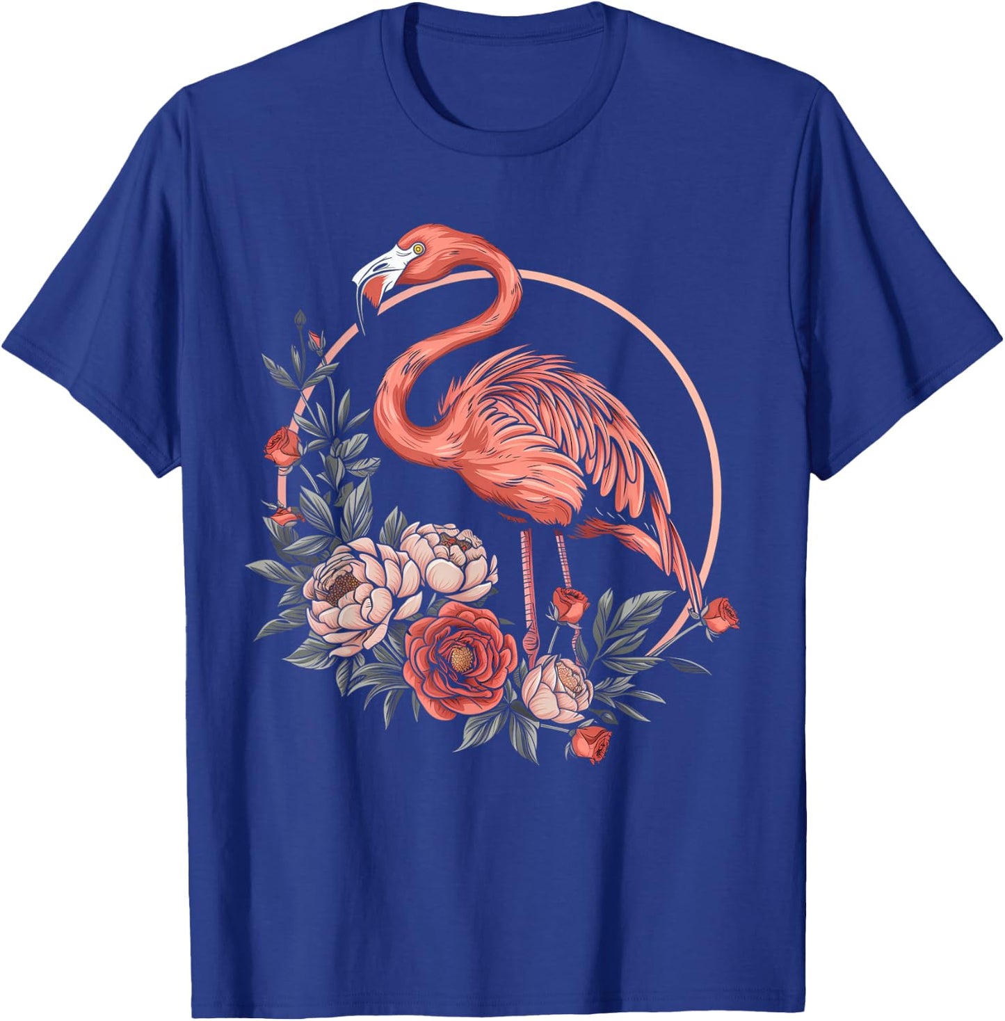 Flamingo Vintage Flowers T-Shirt - T-Shirt | Royal